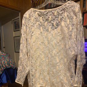 Creme Satin/Lace Fringe Dress
